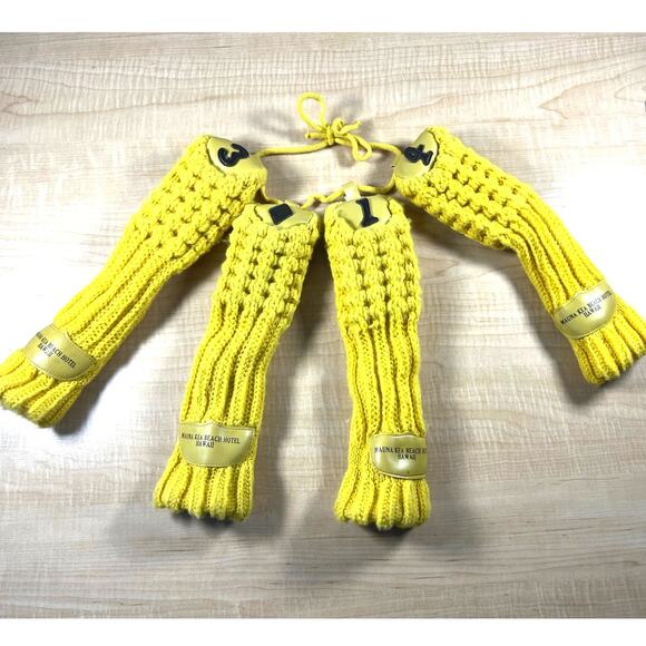 Vintage Gold Club Covers Knitted Crocheted Yellow Head Cover Hawaii - Picture 1 of 4